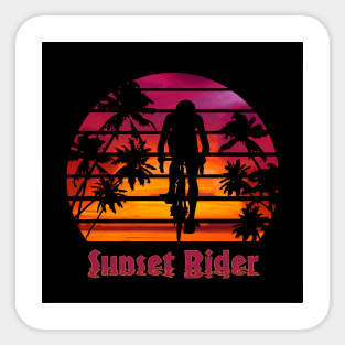 Cycling Sunset Rider Sticker